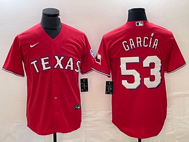 Men Texas Rangers #53 Garcia Red Game Nike 2023 MLB Jersey style 1->texas rangers->MLB Jersey
